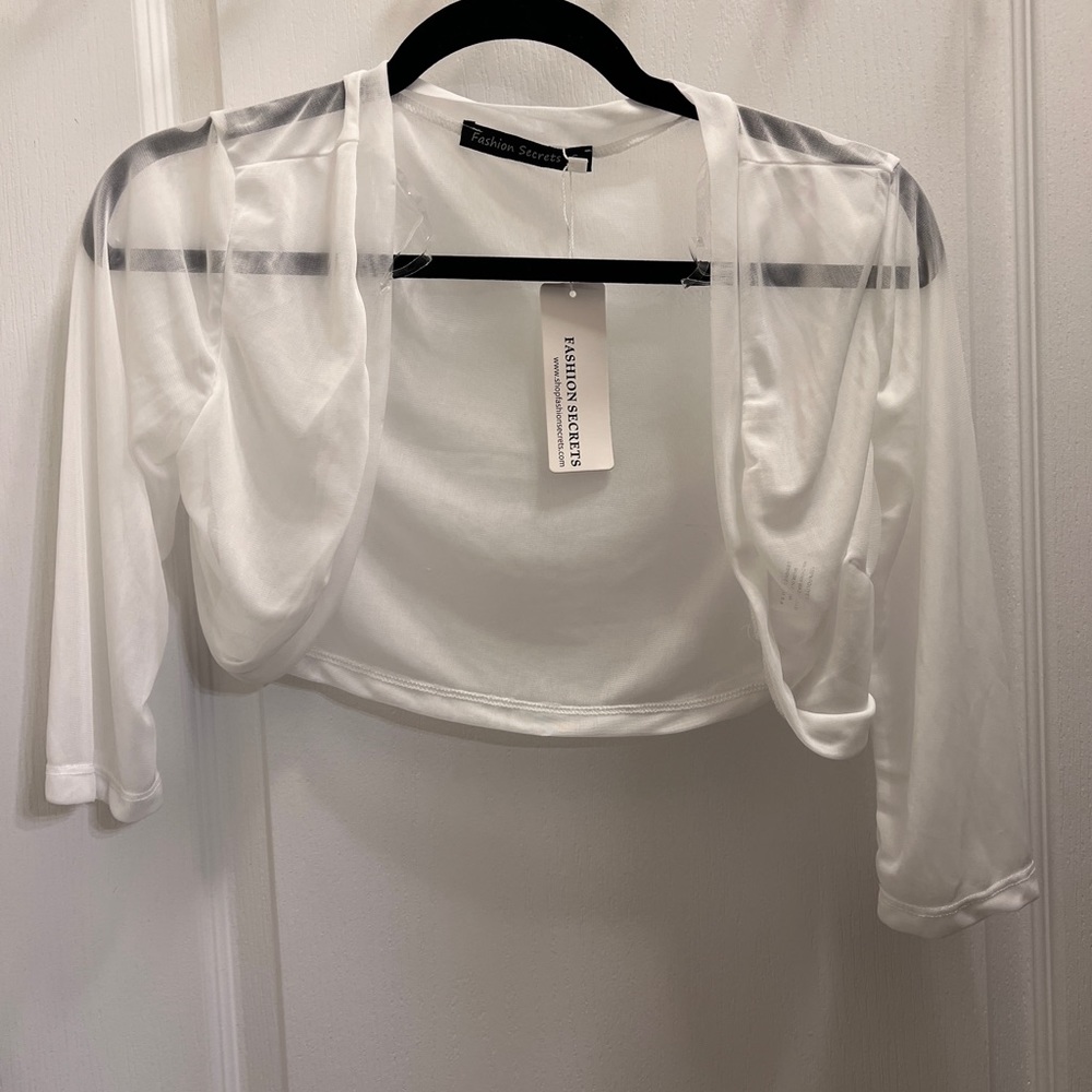Fashion Secrets White Sheer Shrug Size Small